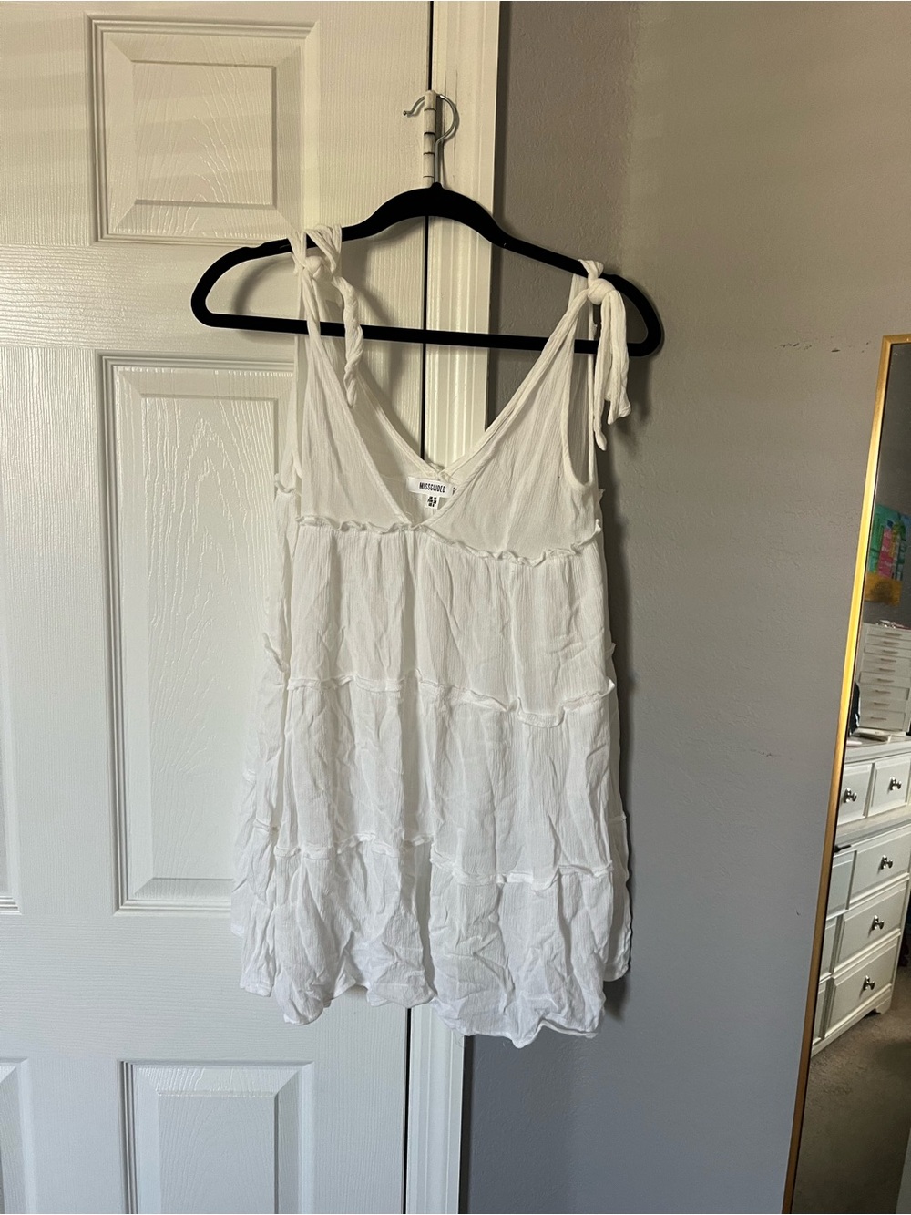 Lightweight White Tie-Shoulder Women's Cover Up Dress